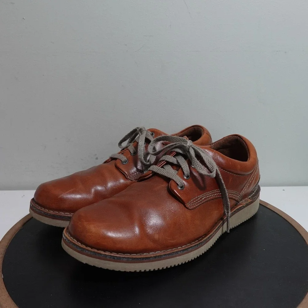 Rockport Leather Oxford Shoes Men 10‎ XW Brown Vibram Sole Casual Comfort
